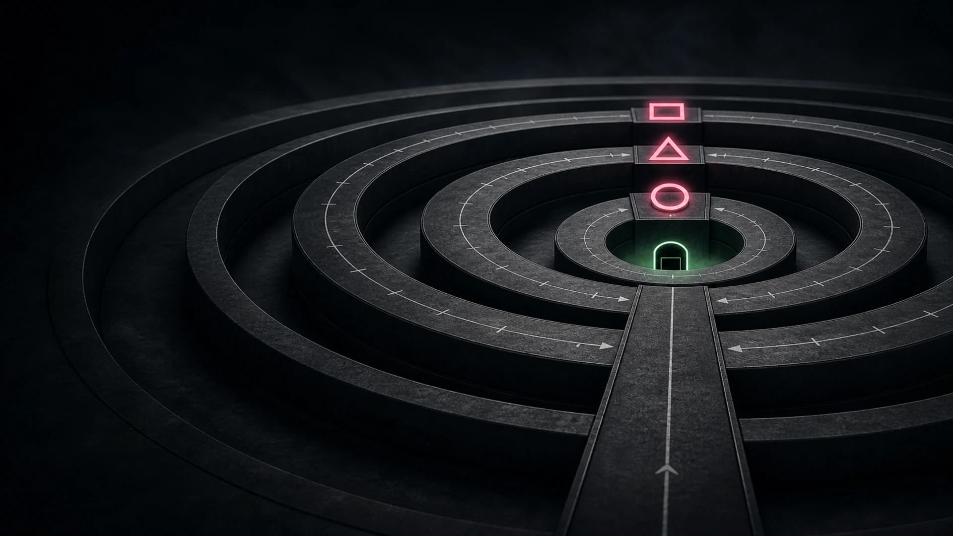 Three concentric Squid Gamebler decision tracks